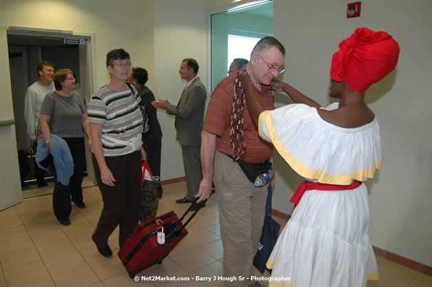 MBJ Airports Limited Welcomes WestJet Airlines - Inaugural Scheduled Service From Toronto Pearsons International Airport - Monday, December 10, 2007 - Sangster International Airport - MBJ Airports Limited, Montego Bay, Jamaica W.I. - Photographs by Net2Market.com - Barry J. Hough Sr, Photographer - Negril Travel Guide, Negril Jamaica WI - http://www.negriltravelguide.com - info@negriltravelguide.com...!