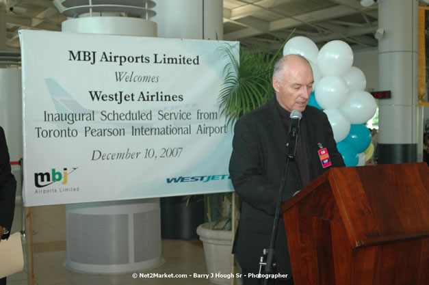 MBJ Airports Limited Welcomes WestJet Airlines - Inaugural Scheduled Service From Toronto Pearsons International Airport - Monday, December 10, 2007 - Sangster International Airport - MBJ Airports Limited, Montego Bay, Jamaica W.I. - Photographs by Net2Market.com - Barry J. Hough Sr, Photographer - Negril Travel Guide, Negril Jamaica WI - http://www.negriltravelguide.com - info@negriltravelguide.com...!