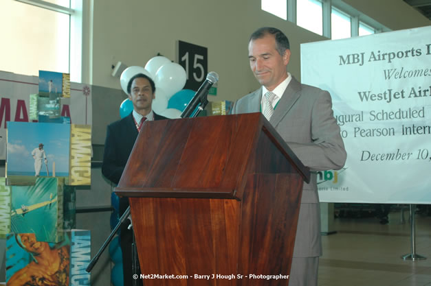 MBJ Airports Limited Welcomes WestJet Airlines - Inaugural Scheduled Service From Toronto Pearsons International Airport - Monday, December 10, 2007 - Sangster International Airport - MBJ Airports Limited, Montego Bay, Jamaica W.I. - Photographs by Net2Market.com - Barry J. Hough Sr, Photographer - Negril Travel Guide, Negril Jamaica WI - http://www.negriltravelguide.com - info@negriltravelguide.com...!