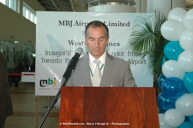 MBJ Airports Limited Welcomes WestJet Airlines - Inaugural Scheduled Service From Toronto Pearsons International Airport - Monday, December 10, 2007 - Sangster International Airport - MBJ Airports Limited, Montego Bay, Jamaica W.I. - Photographs by Net2Market.com - Barry J. Hough Sr, Photographer - Negril Travel Guide, Negril Jamaica WI - http://www.negriltravelguide.com - info@negriltravelguide.com...!