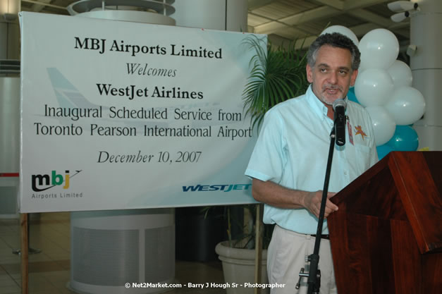 MBJ Airports Limited Welcomes WestJet Airlines - Inaugural Scheduled Service From Toronto Pearsons International Airport - Monday, December 10, 2007 - Sangster International Airport - MBJ Airports Limited, Montego Bay, Jamaica W.I. - Photographs by Net2Market.com - Barry J. Hough Sr, Photographer - Negril Travel Guide, Negril Jamaica WI - http://www.negriltravelguide.com - info@negriltravelguide.com...!