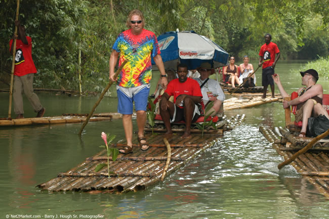 Rafting on the Martha Brae - Virgin Atlantic Inaugural Flight To Montego Bay, Jamaica Photos - Sir Richard Bronson, President & Family, and 450 Passengers - Rafting on the Martha Brae - Tuesday, July 4, 2006 - Negril Travel Guide, Negril Jamaica WI - http://www.negriltravelguide.com - info@negriltravelguide.com...!