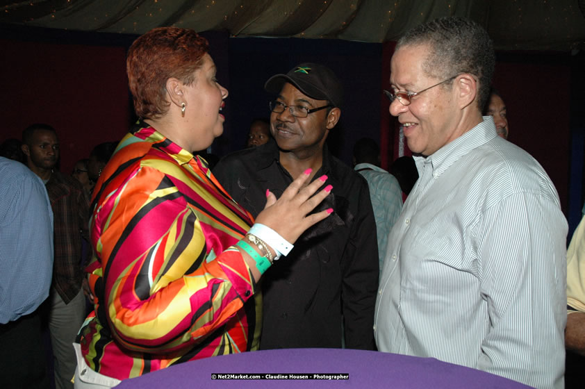 The Hon. Orette Bruce Goldwin, M.P., Prime Minister of Jamaica, Minister of Tourism, Hon. Edmund Bartlett, and Director of Tourism, Basil Smith at the Air Jamaica Jazz and Blues Festival 2008 The Art of Music - Thrusday, January 24, 2008 - Air Jamaica Jazz & Blues 2008 The Art of Music venue at the Aqaueduct on Rose Hall Resort & Counrty Club, Montego Bay, St. James, Jamaica W.I. - Thursday, January 24 - Saturday, January 26, 2008 - Photographs by Net2Market.com - Claudine Housen & Barry J. Hough Sr, Photographers - Negril Travel Guide, Negril Jamaica WI - http://www.negriltravelguide.com - info@negriltravelguide.com...!