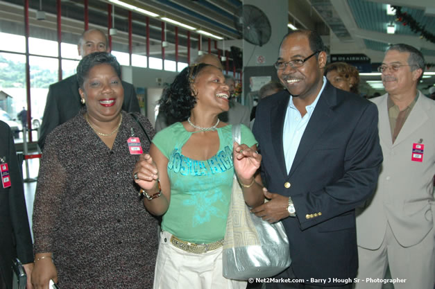 Minister of Tourism, Hon. Edmund Bartlett - Director of Tourism, Basil Smith, and Mayor of Montego Bay, Councilor Charles Sinclair Launch of Winter Tourism Season at Sangster International Airport, Saturday, December 15, 2007 - Sangster International Airport - MBJ Airports Limited, Montego Bay, Jamaica W.I. - Photographs by Net2Market.com - Barry J. Hough Sr, Photographer - Negril Travel Guide, Negril Jamaica WI - http://www.negriltravelguide.com - info@negriltravelguide.com...!