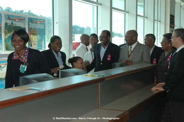 Minister of Tourism, Hon. Edmund Bartlett - Director of Tourism, Basil Smith, and Mayor of Montego Bay, Councillor Charles Sinclair Launch of Winter Tourism Season at Sangster International Airport, Saturday, December 15, 2007 - Sangster International Airport - MBJ Airports Limited, Montego Bay, Jamaica W.I. - Photographs by Net2Market.com - Barry J. Hough Sr, Photographer - Negril Travel Guide, Negril Jamaica WI - http://www.negriltravelguide.com - info@negriltravelguide.com...!