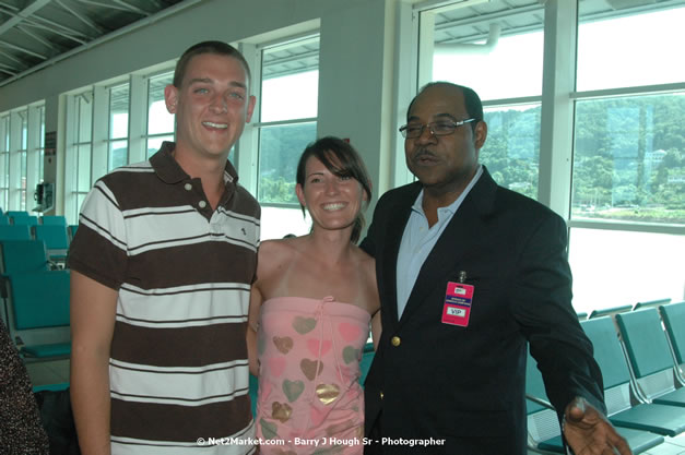 Minister of Tourism, Hon. Edmund Bartlett - Director of Tourism, Basil Smith, and Mayor of Montego Bay, Councillor Charles Sinclair Launch of Winter Tourism Season at Sangster International Airport, Saturday, December 15, 2007 - Sangster International Airport - MBJ Airports Limited, Montego Bay, Jamaica W.I. - Photographs by Net2Market.com - Barry J. Hough Sr, Photographer - Negril Travel Guide, Negril Jamaica WI - http://www.negriltravelguide.com - info@negriltravelguide.com...!