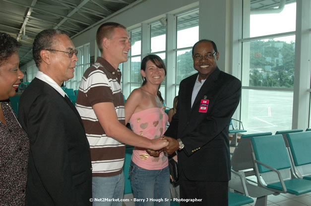 Minister of Tourism, Hon. Edmund Bartlett - Director of Tourism, Basil Smith, and Mayor of Montego Bay, Councillor Charles Sinclair Launch of Winter Tourism Season at Sangster International Airport, Saturday, December 15, 2007 - Sangster International Airport - MBJ Airports Limited, Montego Bay, Jamaica W.I. - Photographs by Net2Market.com - Barry J. Hough Sr, Photographer - Negril Travel Guide, Negril Jamaica WI - http://www.negriltravelguide.com - info@negriltravelguide.com...!