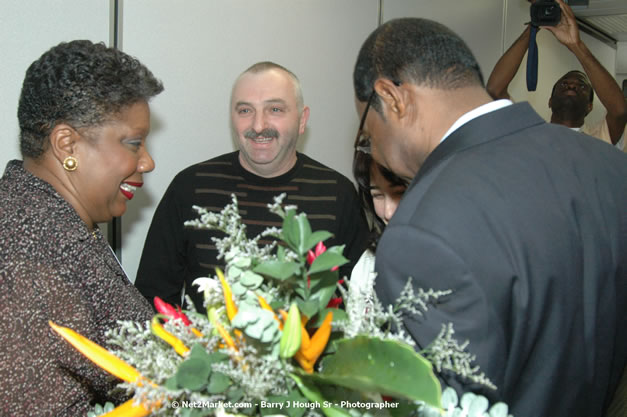 Minister of Tourism, Hon. Edmund Bartlett - Director of Tourism, Basil Smith, and Mayor of Montego Bay, Councillor Charles Sinclair Launch of Winter Tourism Season at Sangster International Airport, Saturday, December 15, 2007 - Sangster International Airport - MBJ Airports Limited, Montego Bay, Jamaica W.I. - Photographs by Net2Market.com - Barry J. Hough Sr, Photographer - Negril Travel Guide, Negril Jamaica WI - http://www.negriltravelguide.com - info@negriltravelguide.com...!