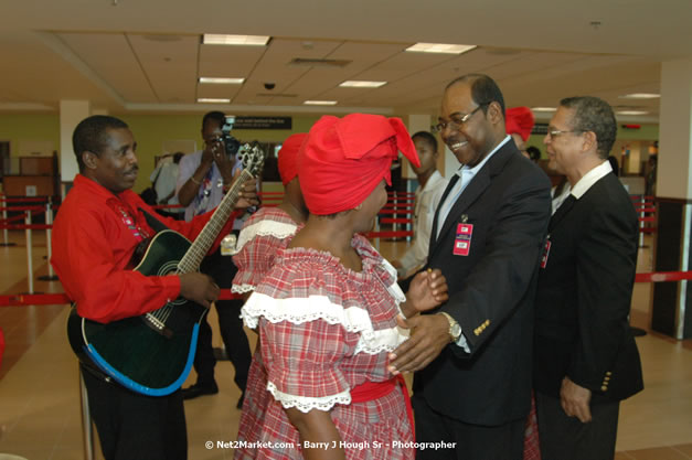 Minister of Tourism, Hon. Edmund Bartlett - Director of Tourism, Basil Smith, and Mayor of Montego Bay, Councillor Charles Sinclair Launch of Winter Tourism Season at Sangster International Airport, Saturday, December 15, 2007 - Sangster International Airport - MBJ Airports Limited, Montego Bay, Jamaica W.I. - Photographs by Net2Market.com - Barry J. Hough Sr, Photographer - Negril Travel Guide, Negril Jamaica WI - http://www.negriltravelguide.com - info@negriltravelguide.com...!