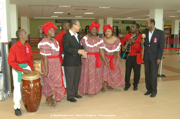 Minister of Tourism, Hon. Edmund Bartlett - Director of Tourism, Basil Smith, and Mayor of Montego Bay, Councillor Charles Sinclair Launch of Winter Tourism Season at Sangster International Airport, Saturday, December 15, 2007 - Sangster International Airport - MBJ Airports Limited, Montego Bay, Jamaica W.I. - Photographs by Net2Market.com - Barry J. Hough Sr, Photographer - Negril Travel Guide, Negril Jamaica WI - http://www.negriltravelguide.com - info@negriltravelguide.com...!