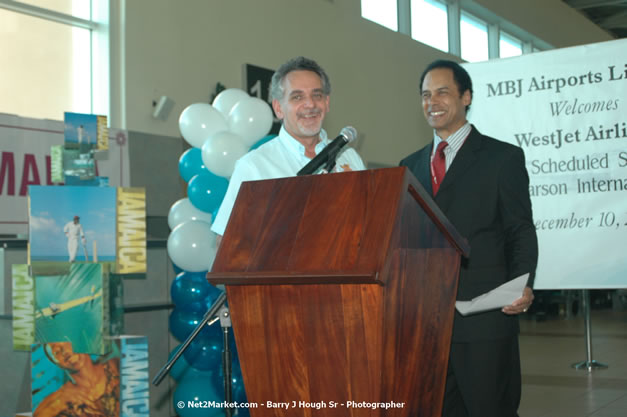 MBJ Airports Limited Welcomes WestJet Airlines - Inaugural Scheduled Service From Toronto Pearsons International Airport - Monday, December 10, 2007 - Sangster International Airport - MBJ Airports Limited, Montego Bay, Jamaica W.I. - Photographs by Net2Market.com - Barry J. Hough Sr, Photographer - Negril Travel Guide, Negril Jamaica WI - http://www.negriltravelguide.com - info@negriltravelguide.com...!