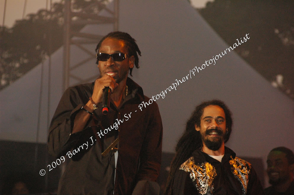 Damian 'Jr. Gong' Marley & NAS @ Reggae Sumfest 2009 - International Night 2 - Reggae Sumfest 2009,Catherine Hall, Montego Bay, St. James, Jamaica W.I. - Saturday, July 25, 2009 - Reggae Sumfest 2009, July 19 - 25, 2009 - Photographs by Net2Market.com - Barry J. Hough Sr. Photojournalist/Photograper - Photographs taken with a Nikon D70, D100, or D300 - Negril Travel Guide, Negril Jamaica WI - http://www.negriltravelguide.com - info@negriltravelguide.com...!