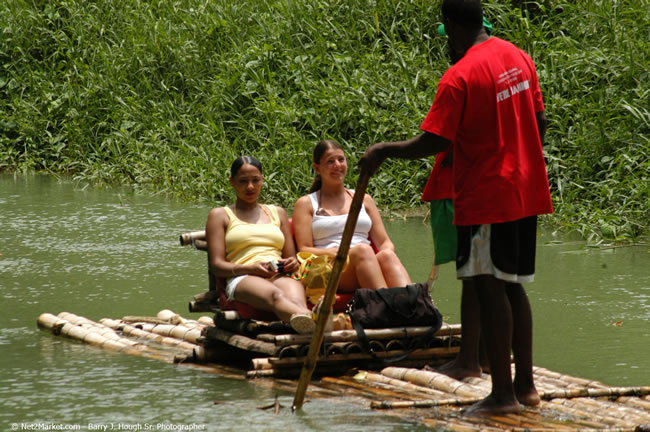 Rafting on the Martha Brae - Virgin Atlantic Inaugural Flight To Montego Bay, Jamaica Photos - Sir Richard Bronson, President & Family, and 450 Passengers - Rafting on the Martha Brae - Tuesday, July 4, 2006 - Negril Travel Guide, Negril Jamaica WI - http://www.negriltravelguide.com - info@negriltravelguide.com...!